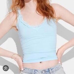 WILD FABLE LIGHT BLUE LACE TRIM TANK TOP - SIZE SMALL - NEW WITH TAG